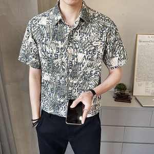 男士短袖衬衫夏季新款时尚百搭休闲衬衣薄款上衣C559-P68