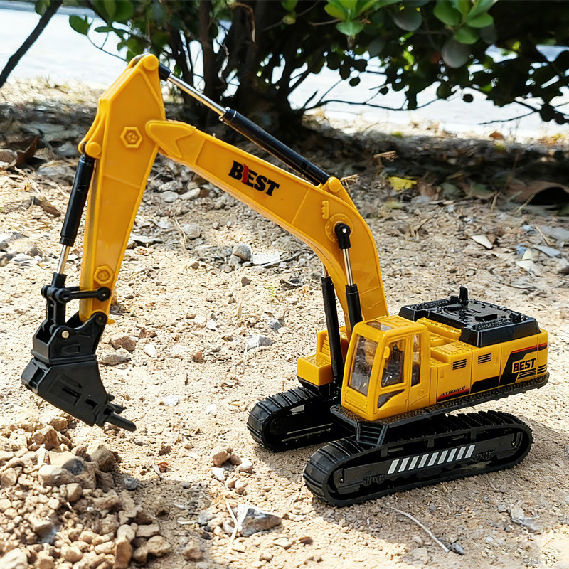 儿童破碎锤钻地机履带工程车抓石机抓木机男孩挖掘机模型玩具礼物
