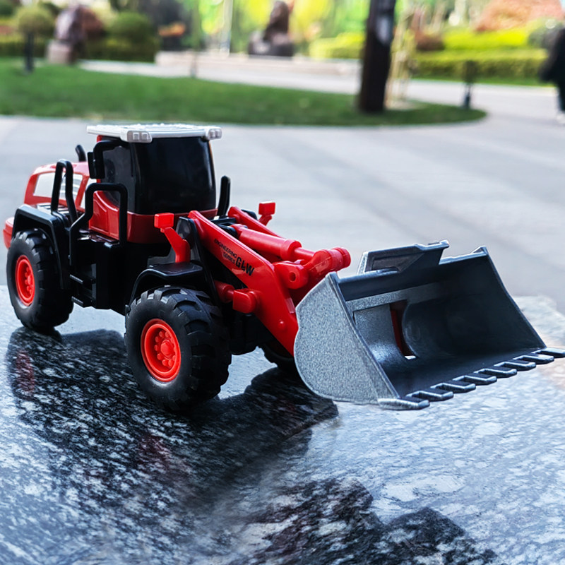 钢力威合金红色工程车铲车塔吊儿童滑行推土机起重吊车模型玩具车