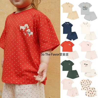 26夏季新款ks同款童套装圆点短袖上衣短裤梭织棉套装男女童装