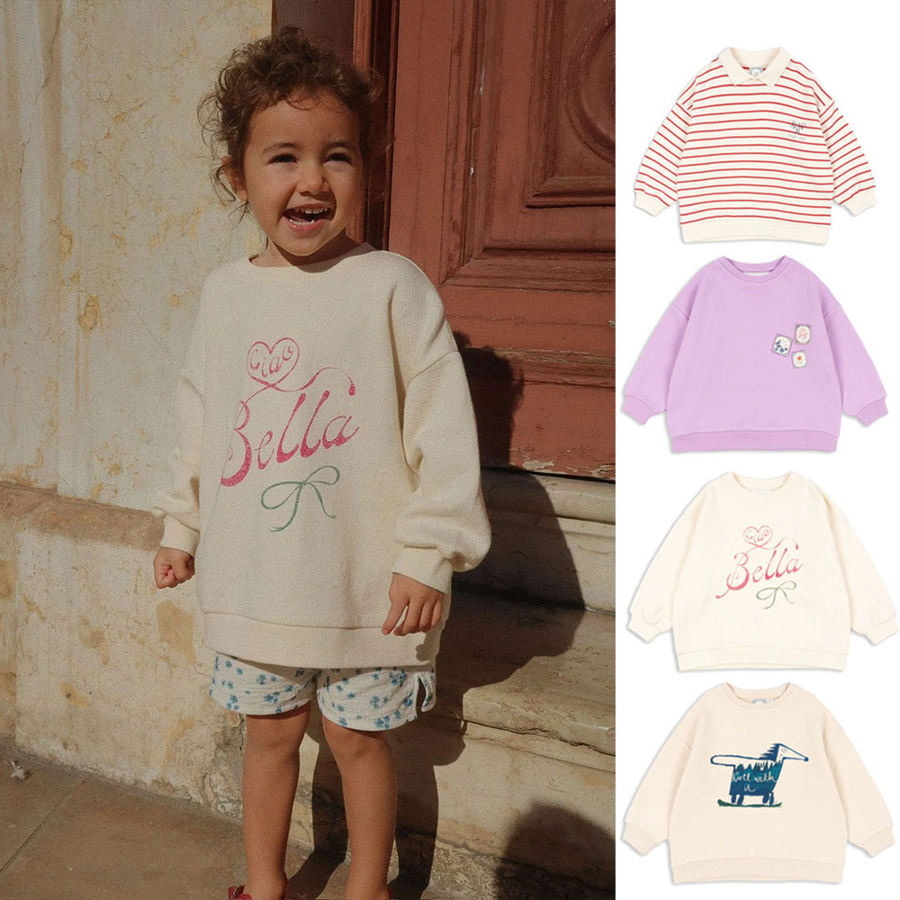 25秋冬新款男女童卫衣ks字母上衣邮票小狗长袖套头衫宽松