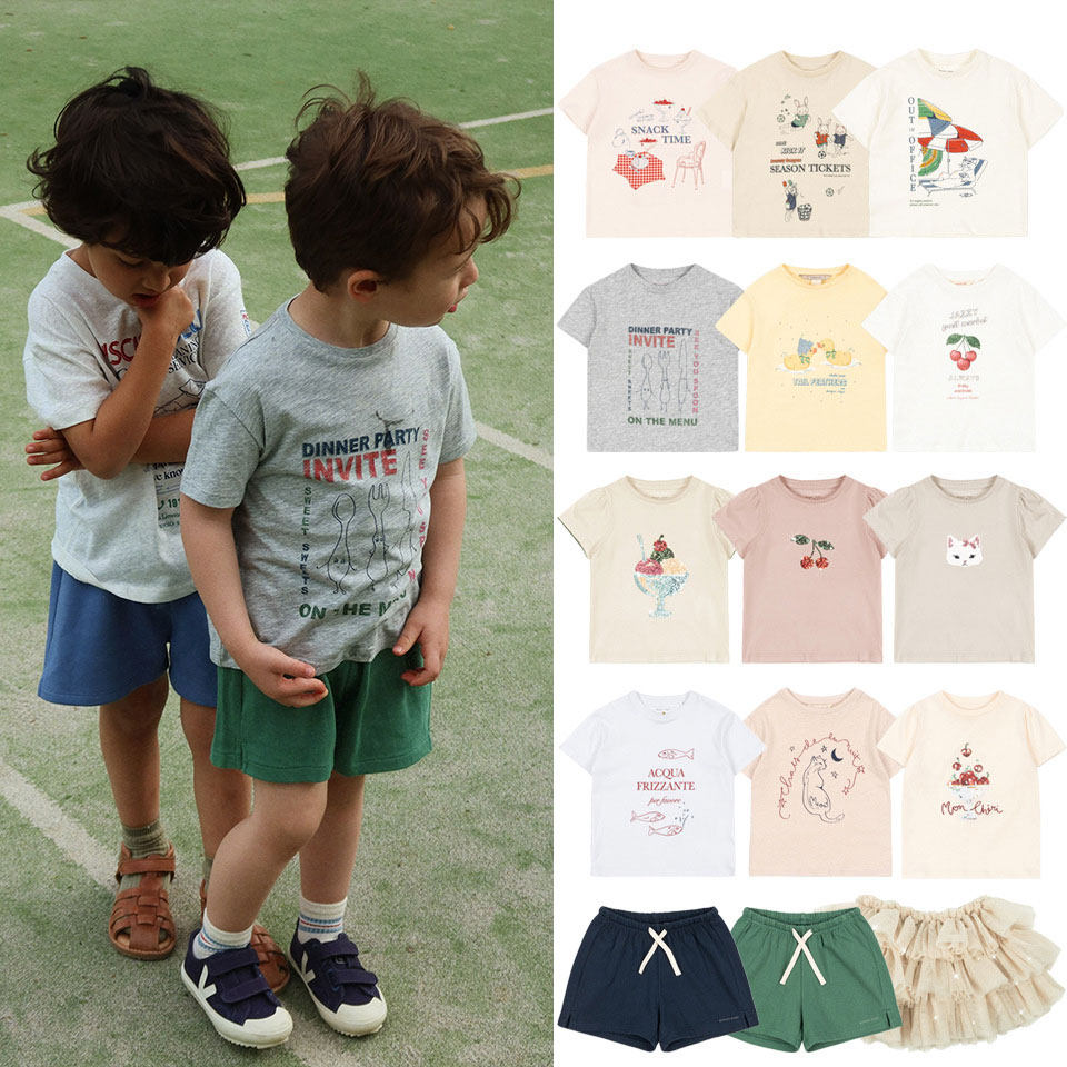 26夏季新款ks系列男女童卡通T恤珠片短袖上衣短裤网纱半裙童装
