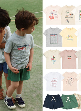 26夏季新款ks系列男女童卡通T恤珠片短袖上衣短裤网纱半裙童装