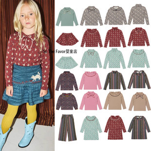 25年秋冬MP男女童花朵花边打底长袖猫咪满印高领T恤套装