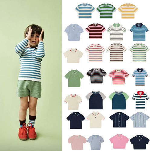 26年FUB春夏男女宝宝童装条纹针织舒适百搭T恤短袖polo短袖衫