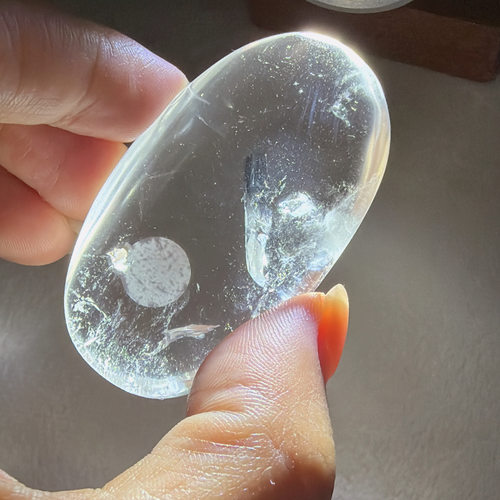 蓝针天然带彩白水晶能量手握57*33*14mm，重：45.8g，224号