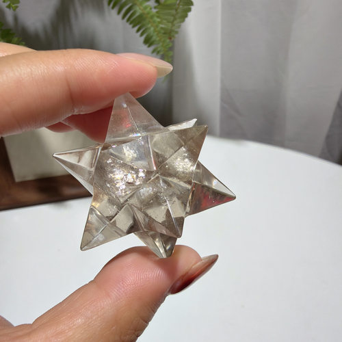 12D-Mariana-梅尔卡巴天然茶水晶透体彩虹对角直径4.85cm，25号