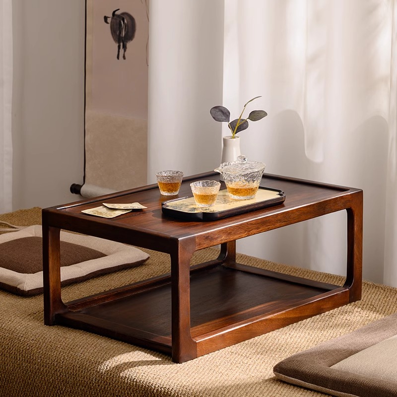 炕桌家用实木矮桌日式茶桌折叠飘窗阳台茶几榻榻米简约中式坐地桌