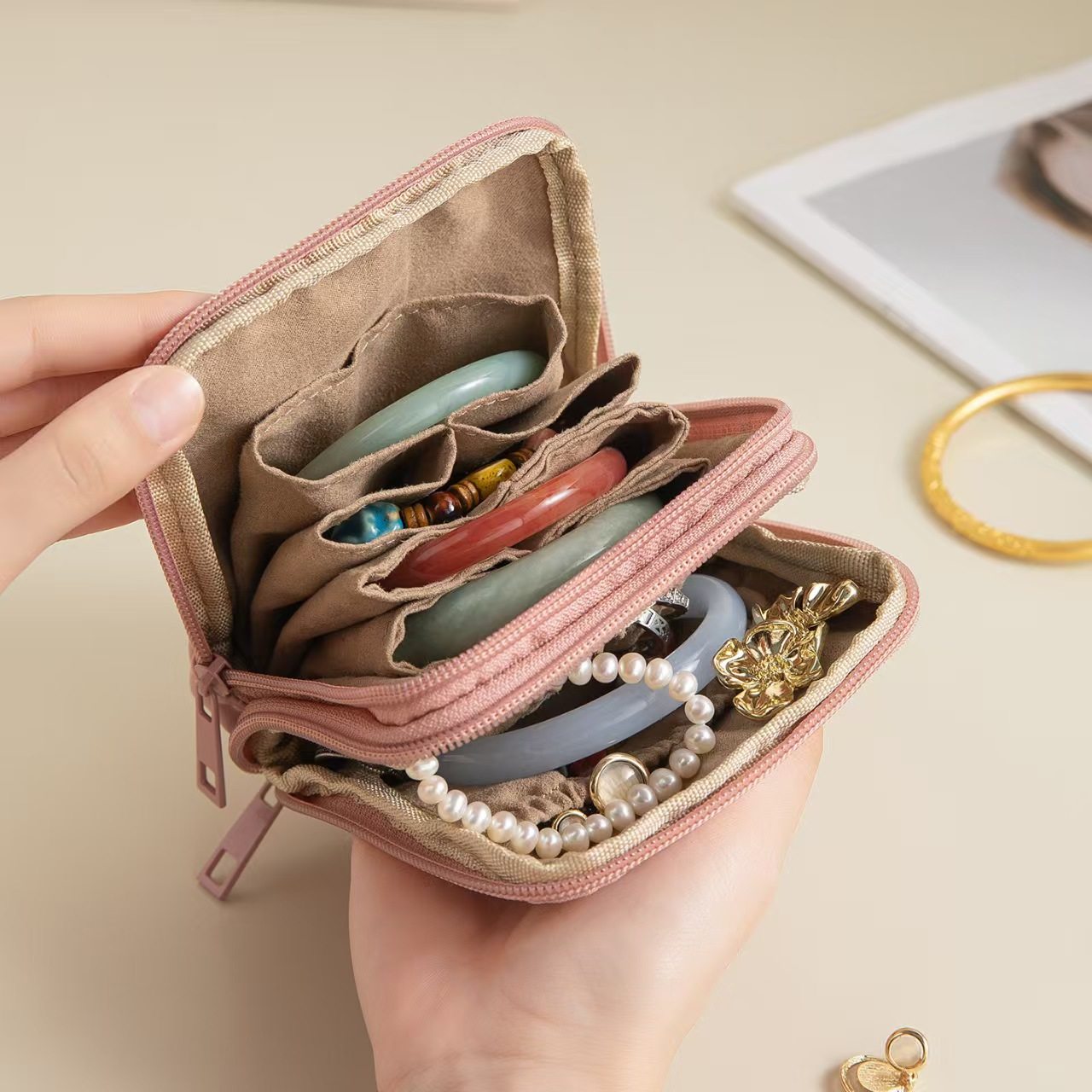首饰收纳包手镯珠宝轻奢饰品袋耳环手链分类整理袋便携文玩收纳盒,饰品/流行首饰/时尚饰品新,首饰袋,淘宝优惠券,粉丝福利购,淘宝优惠卷