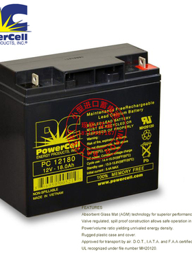 原装PC12180瑞典Powercell12V18AH 密封铅酸电池PowercellPC12180