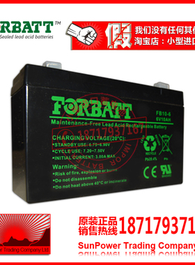 FORBATT原装进口蓄电池6v智能仪器 FB10-6铅酸蓄电池6V10AH