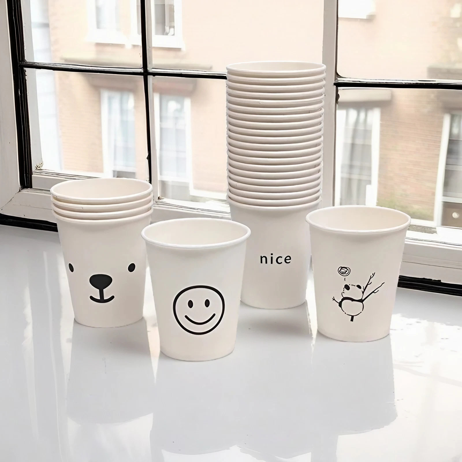 簡約ins笑臉50只加厚一次性紙杯