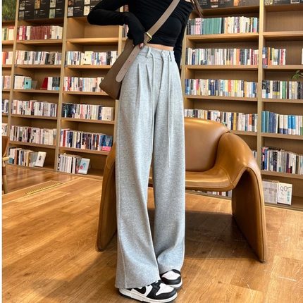 高个子175加长版秋季新款高腰直筒阔腿卫裤女遮跨宽松拖地学生款