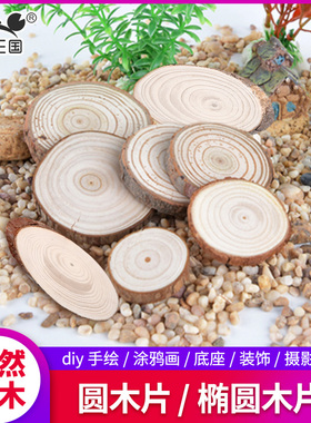 圆木片模型材料diy手绘画实小木头桩年轮原木片松木片装饰背景墙