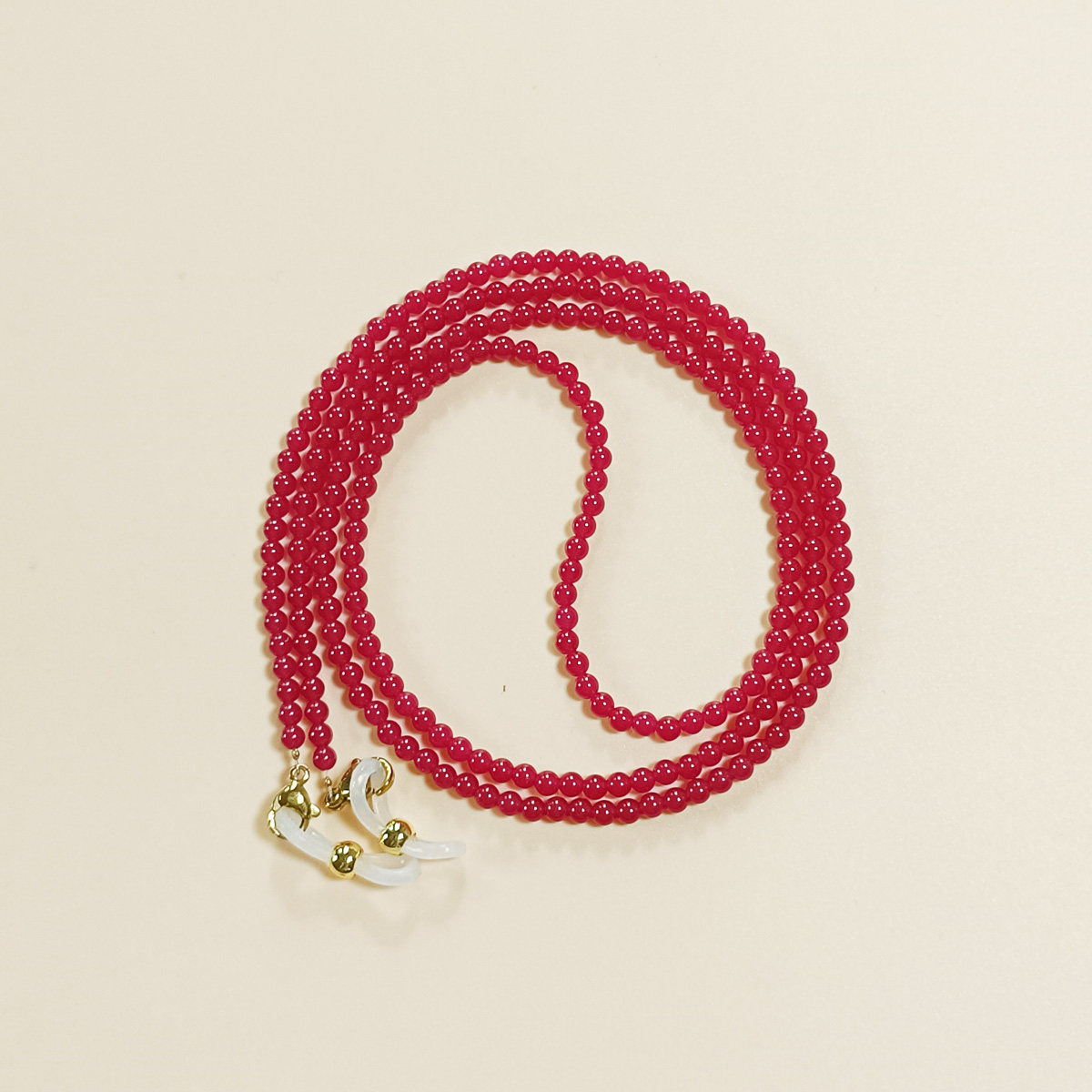 天然石红宝红刚玉圆珠眼镜链手工串珠项链耳机链口罩链气质墨镜链,ZIPPO/瑞士军刀/眼镜,眼镜链,淘宝优惠券,粉丝福利购,淘宝优惠卷