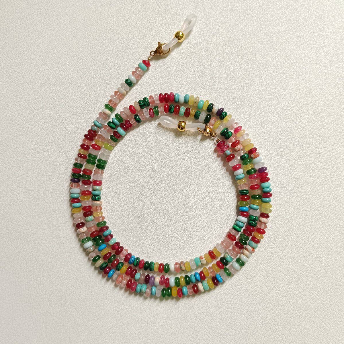 天然石多宝多种水晶矿石松石眼镜链手工串珠项链耳机链气质墨镜链