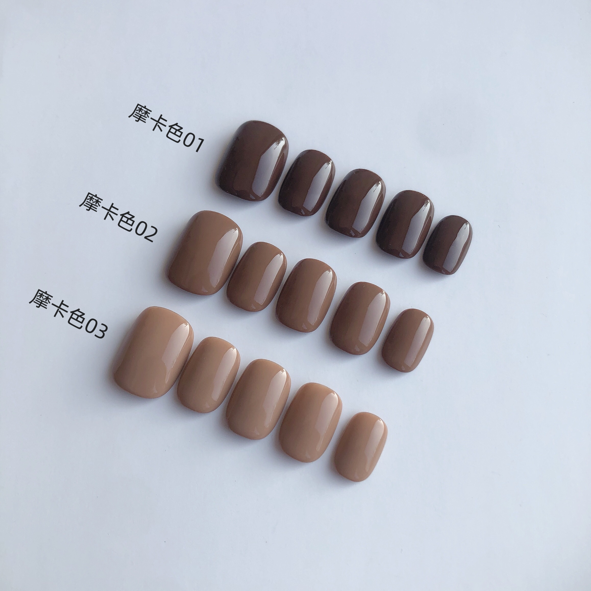 摩卡色系简约气质纯手工穿戴甲