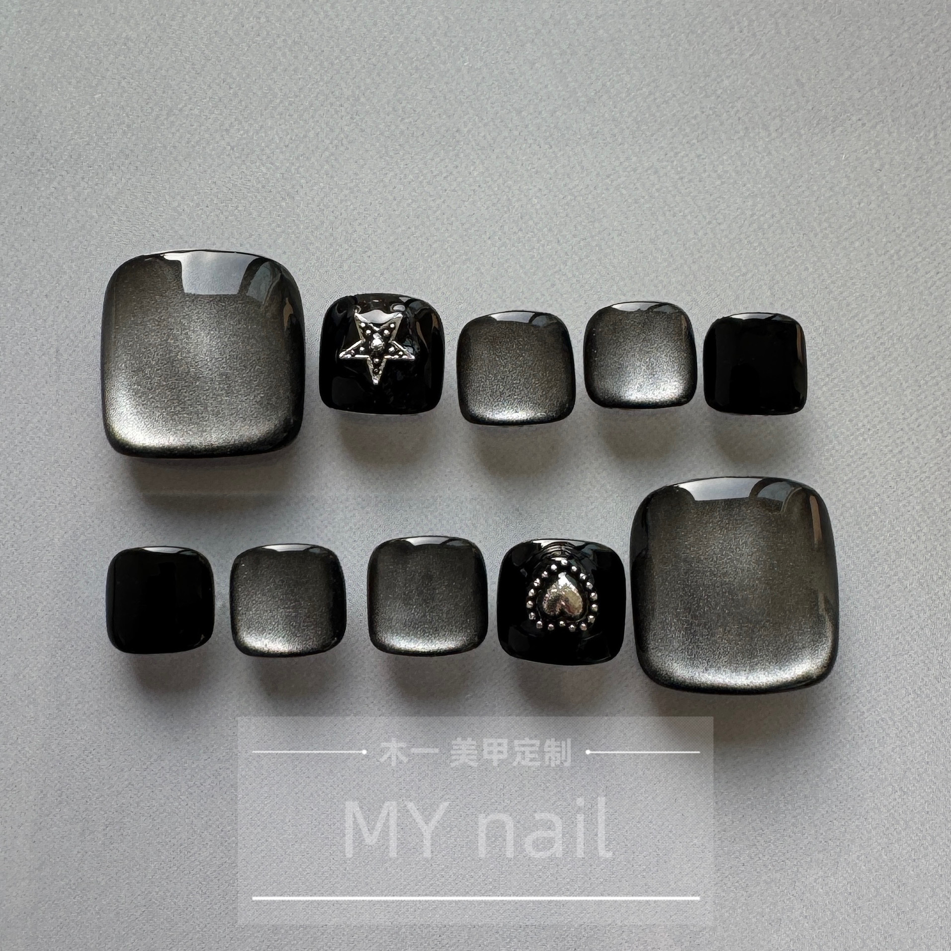 巴洛特 脚款纯手工穿戴甲美甲贴片假指甲显白黑色轻奢猫高级感,彩妆/香水/美妆工具,穿戴甲/甲片,淘宝优惠券,粉丝福利购,淘宝优惠卷