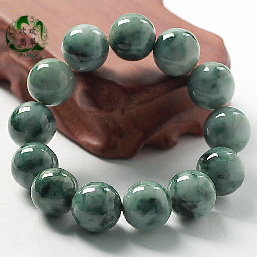 正品九色鹿天然a货翡翠 水润翠绿飘花大佛珠手链 男士礼物