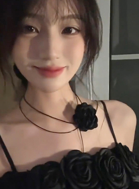 玫瑰花项链女气质甜酷高级感