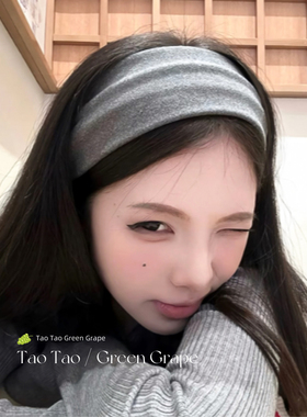 韩系灰色宽边发箍女日常外戴高级感洋气时尚高颅顶针织秋冬头箍