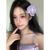 浪漫紫色蝴蝶兰 花朵发夹女小夹子发卡前额刘海夹发饰鸭嘴夹头饰
