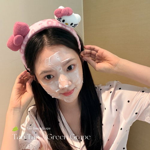 可爱粉色豹纹HelloKitty毛绒发箍女2026新款洗脸敷面膜专用头箍饰