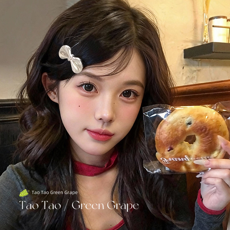 甜酷少女银色金属蝴蝶结发夹边夹侧边韩系高级感前额刘海夹小夹子