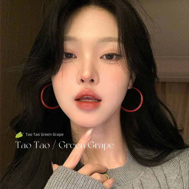 红色大耳圈气质高级2025新年耳夹