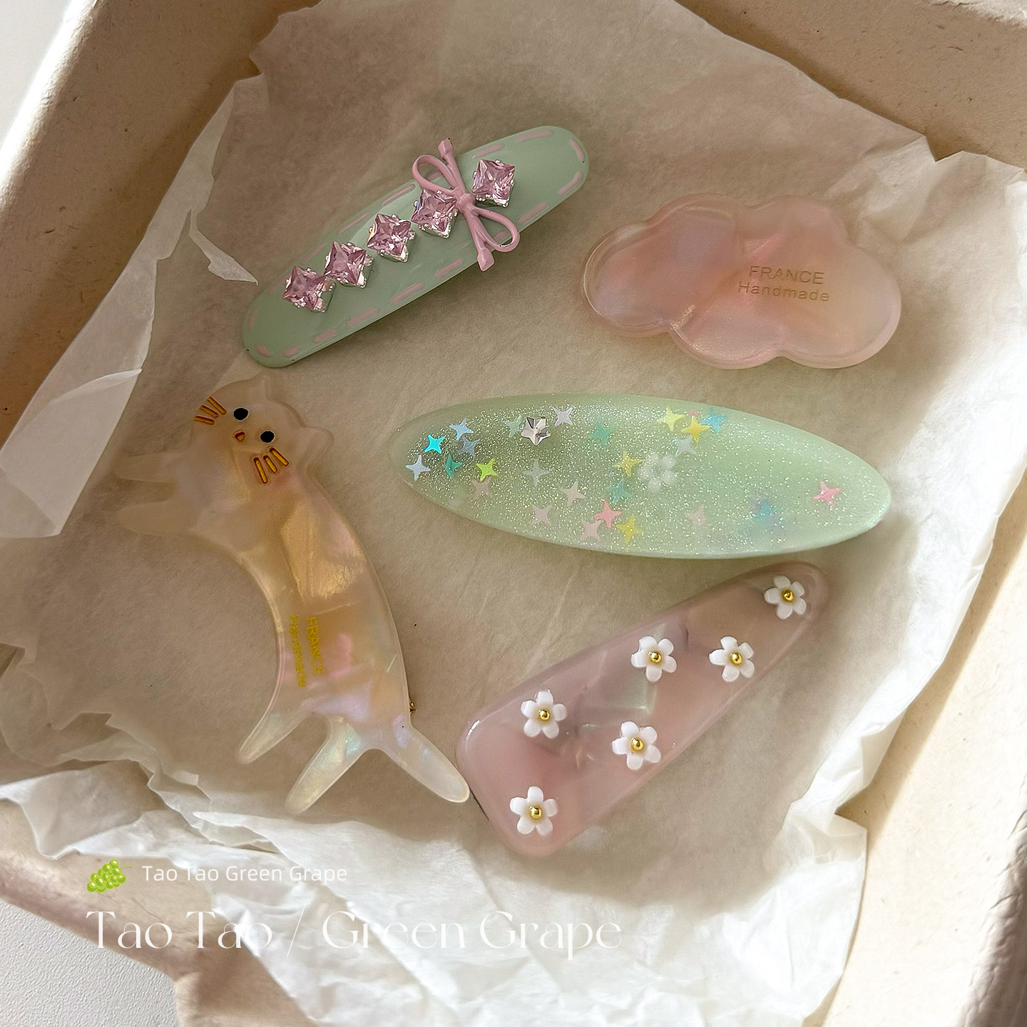 韩系可爱小猫星星醋酸发夹女边夹侧边前额刘海夹高级感小夹子头饰