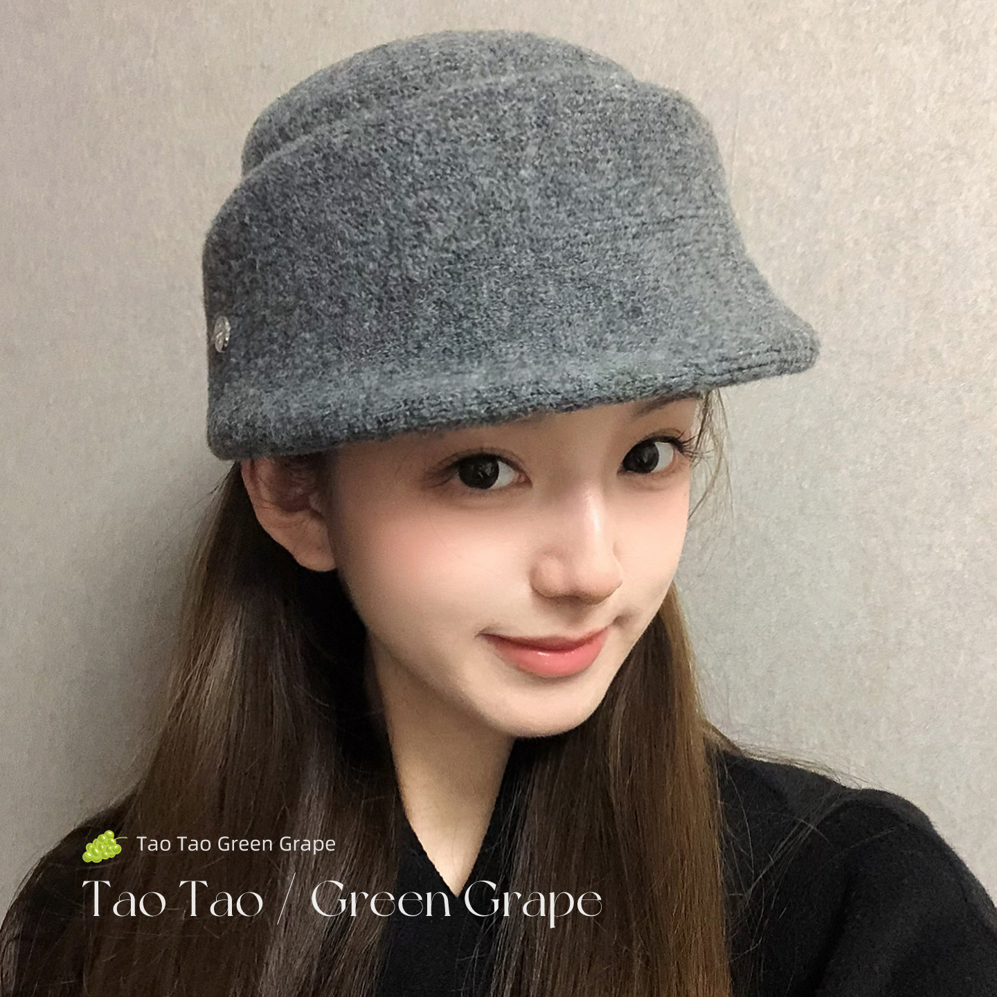 法式赫本风留洋千金灰色针织小礼帽女秋冬显脸小英伦复古马术帽子
