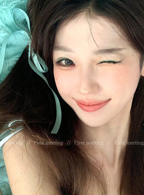 张元英绿色丝带发饰薄荷绿蝴蝶结发夹编发侧边飘带鸭嘴夹子女头饰