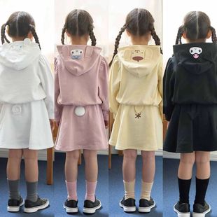 女童运动套装 女孩洋气时髦卫衣半身裙两件套套裙连帽上衣日系 秋装