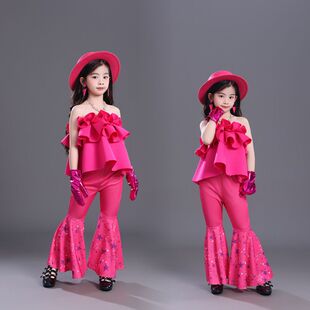 女童走秀演出服T台比赛大玩家PK赛服幼儿园港风爵士舞抹胸上衣潮