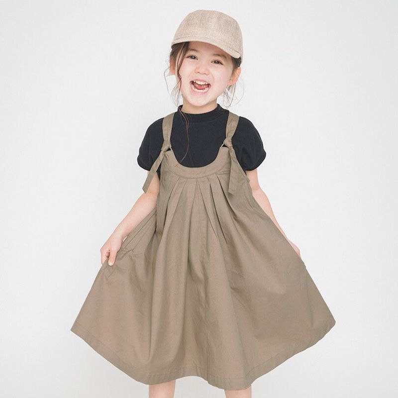 女童背带裙夏季日系棉布纯色