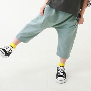 男童哈伦裤日系七分裤夏装女童纯棉休闲裤中大童薄款裤子宽松跨境