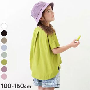 女童短袖T恤夏季新款儿童透气休闲透气不对称燕尾服上衣亲子装潮