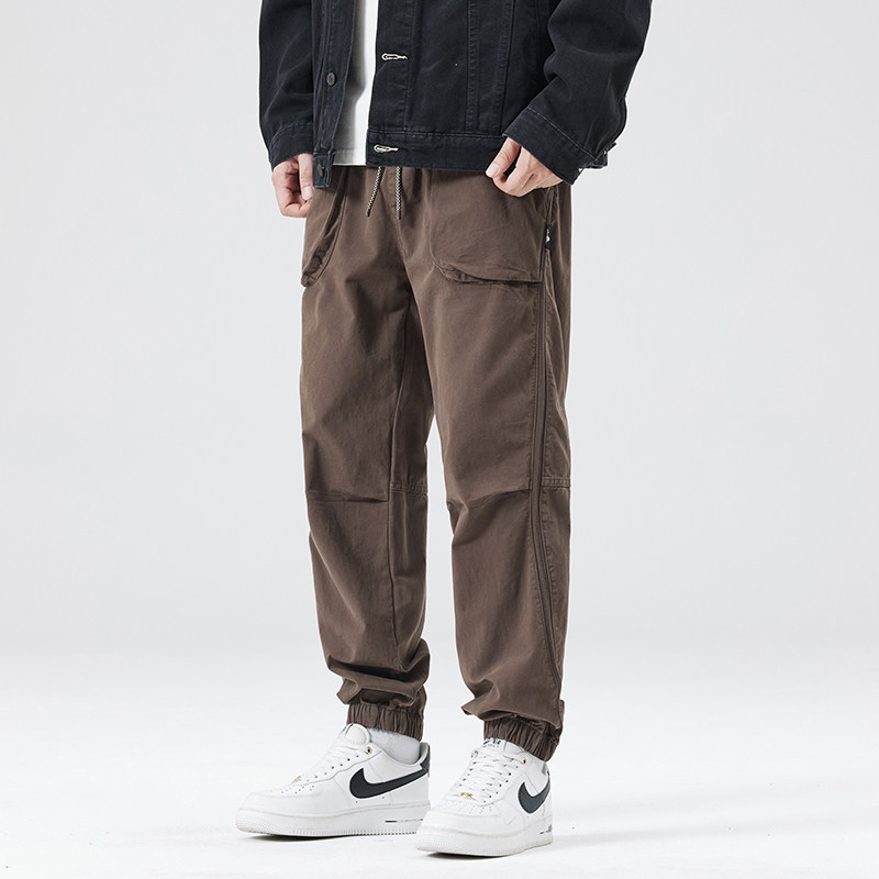7号仓库昱本男装2024秋冬季新款水洗美式工装裤束脚锥型休闲长裤