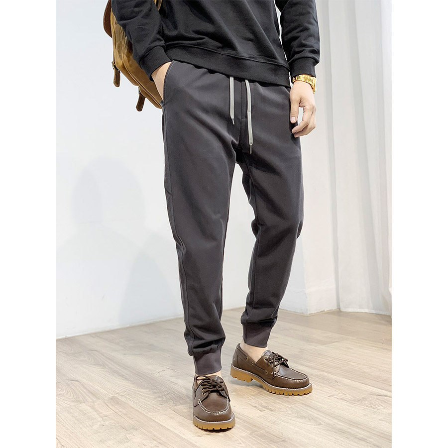 7号仓库昱本胴胺丝爽滑柔软收口小脚布裤不规则潮运动秋季休闲裤