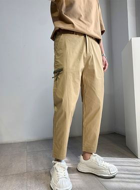 7号仓库昱本夏季薄款卡其色工装裤流行九分裤小脚青年休闲裤