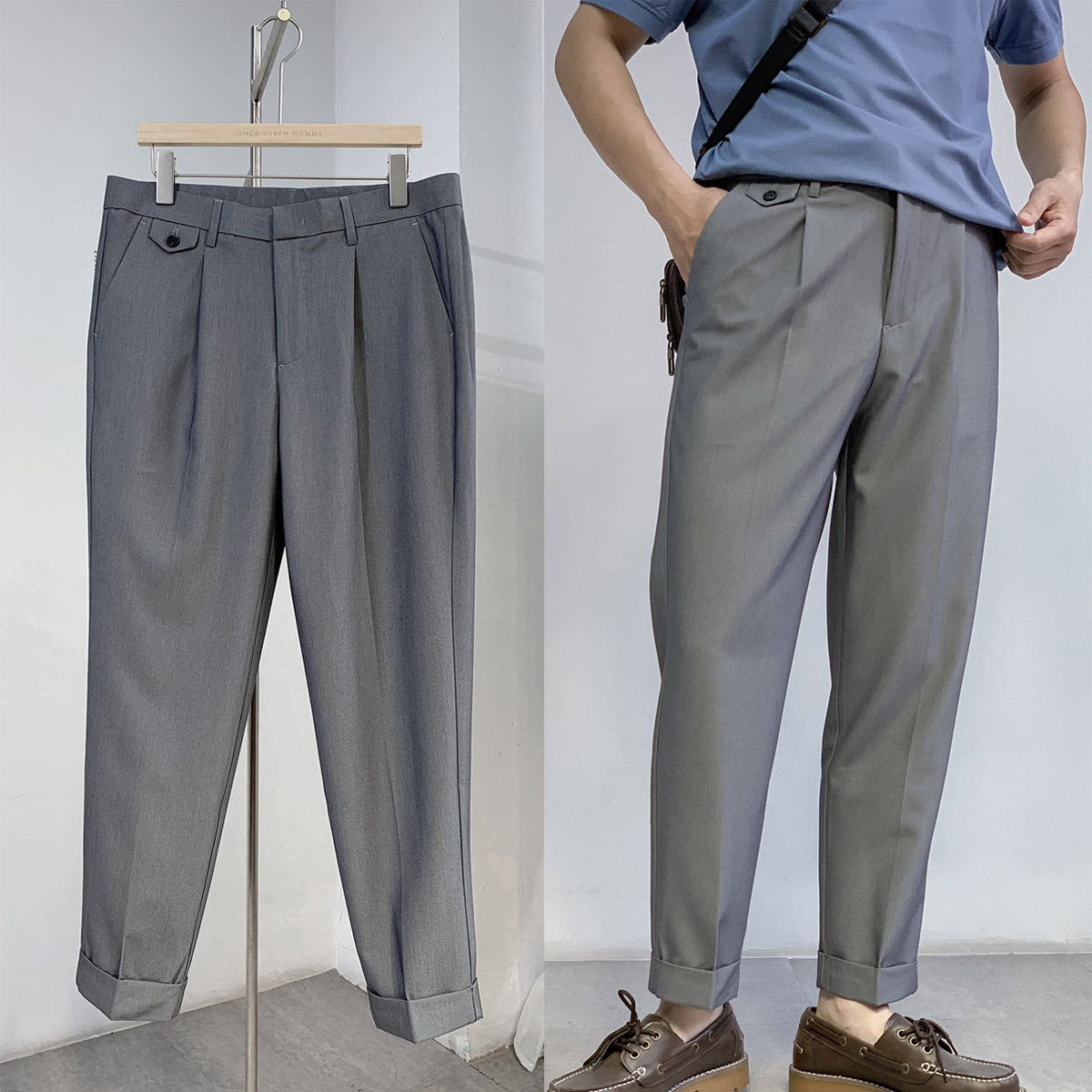7号仓库昱本浅灰色商务绅士西裤