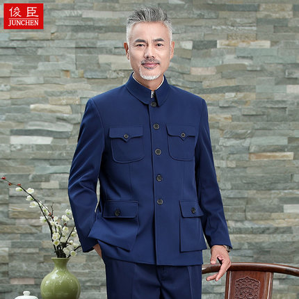 春夏季中山装男中老年上衣中山服老人外套老年人爷爷装爸爸军干服