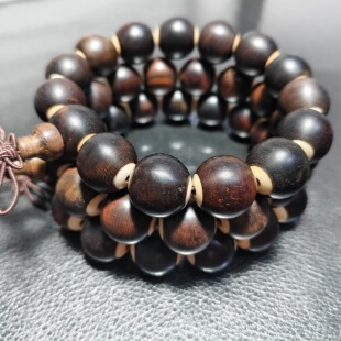 瑕疵清仓老红酸枝木镶猛马牙佛珠文玩手串男女手链手工抛光古董级