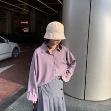 纯色百搭长袖 学生女 单排扣衬衫 19早秋韩版 芝士兔自制 简约基础款