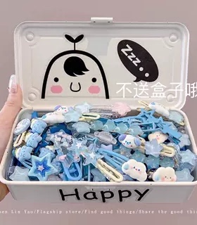 蓝色多巴胺发夹星星云朵碎发夹女刘海一字夹边夹发卡头发夹子头饰