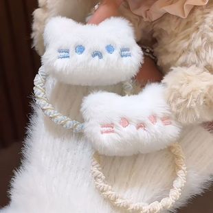 粉色腮红小猫咪皮筋秋冬毛绒发绳发圈可爱发绳甜美卡通学生发饰