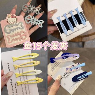 新款 可爱清新蓝色ins风小鱼侧边发夹夏日百搭奶甜美小众发卡发饰