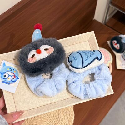 创意企鹅小鱼肠圈可爱萌趣毛绒卡通头饰少女拍照发卡搞怪ins