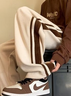 卫裤男士裤子春秋季新款宽松直筒运动男裤秋冬加绒休闲百搭长裤男