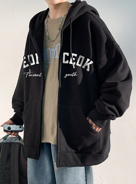 清仓捡漏开衫卫衣男秋冬款潮牌夹克男生衣服连帽情侣上衣秋装外套